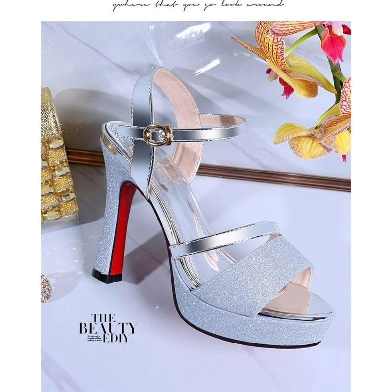 

Sandals women s new summer temperament thin heel versatile not tired foot waterproof table fashion high heels 40 синий
