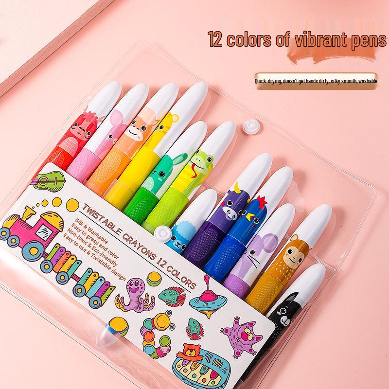 Colorful No-Mess Rotating Crayon Sticks - Water-Soluble, Large Capacity, Oil Painting for Kids