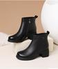 Red Dragonfly Women's Winter Leather Boots - Warm, Thick Sole, High-Top, Plus Velvet for Middle-Aged and Elderly