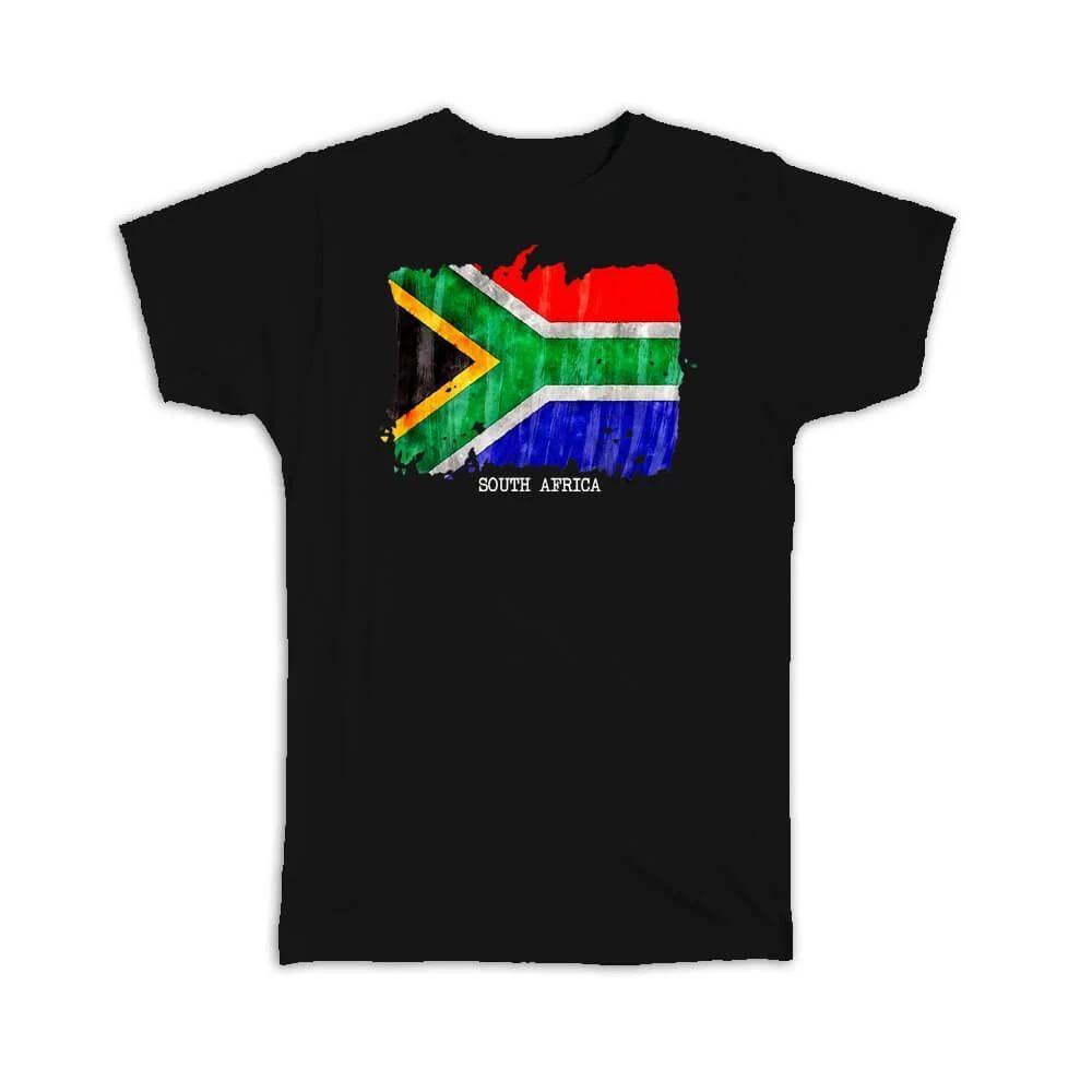Gift T-Shirt : South Africa Flag Travel Expat Country Watercolor S