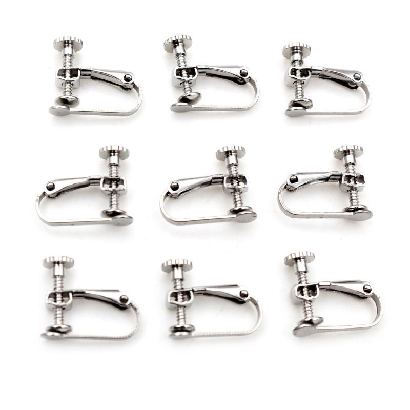 NO Fade 10pcs 15*13mm Stainless Steel Screw Ear Clip Earring Settings Rotate Pads Earring Findings 2026 New Arrival 