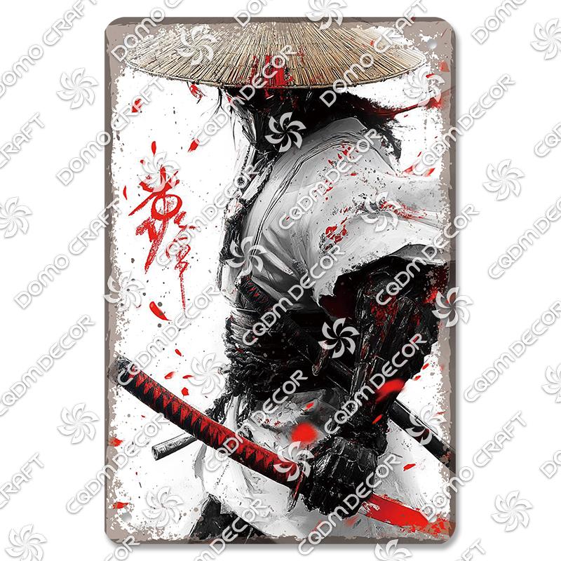 Retro Japanischer Stil Poster Metall Blechschilder Kimono Schönheiten Japanischer Samurai Vintage Metallplatte Wanddeko Club Bar Man Cave