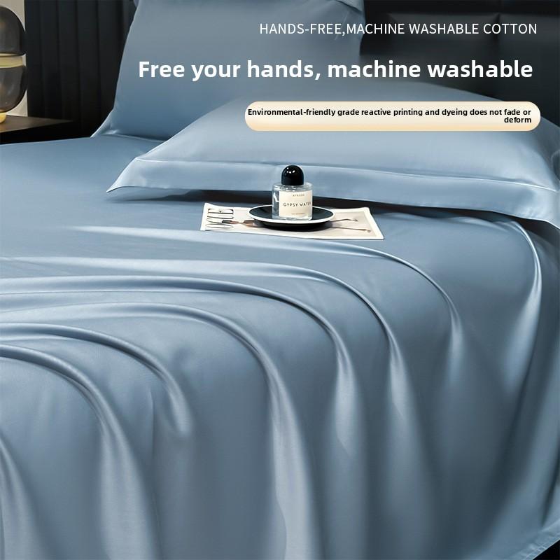 Washed Ice Silk Bed Sheet Summer Cooling Home Bedroom Student Dorm Machine Washable Set