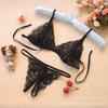 Sexy Lingerie Sexy Seduction Lace Open-file Breast Women Pure Desire Three-point Two-piece Bra Bikini