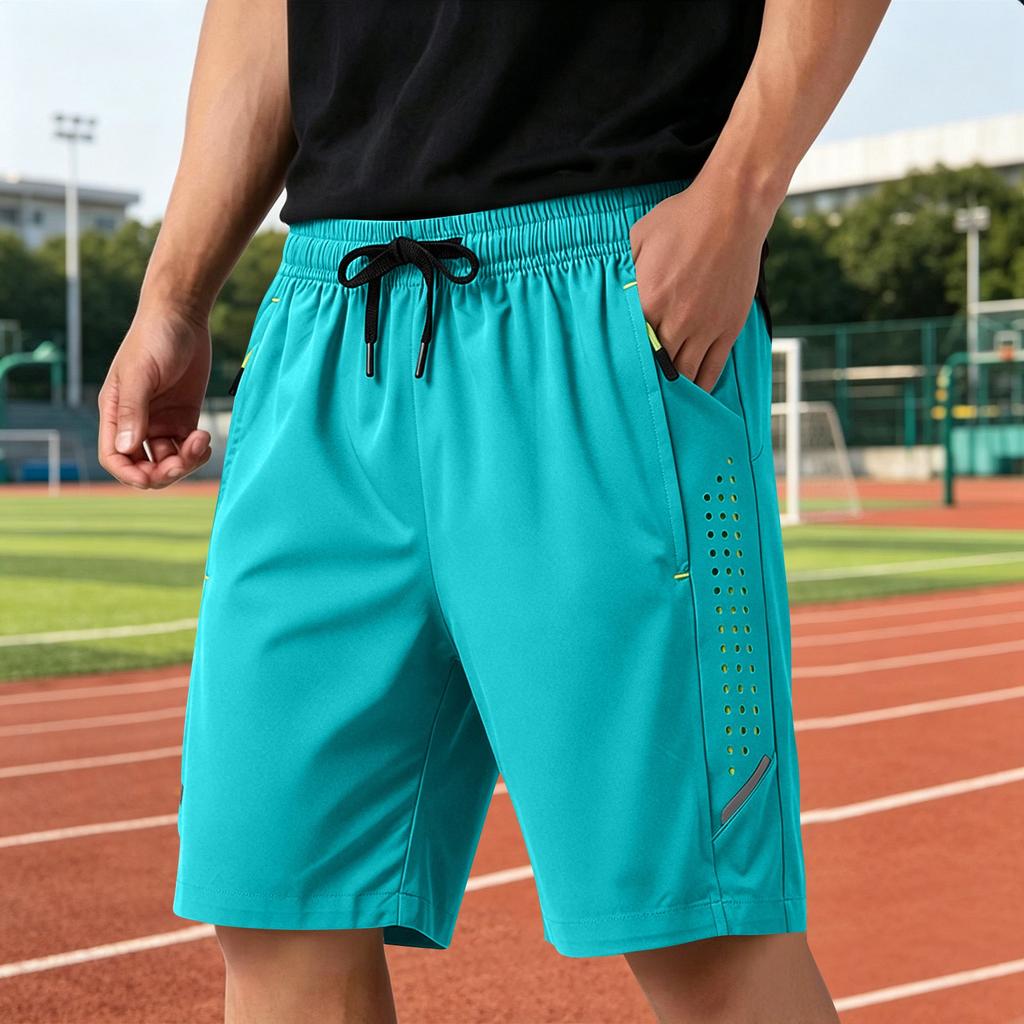 Men Athletic Shorts Breathable Lightweight Quick Dry Five Inch Inseam Drawstring Waist Sportswear for Running Workout Training