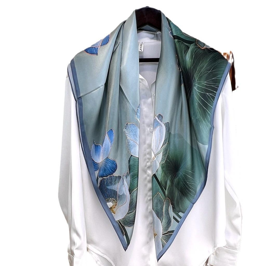 Gentle Intellectual Silk Scarf Large Square Scarf Women'S Spring And Autumn Mulberry Silk Shawl Silk