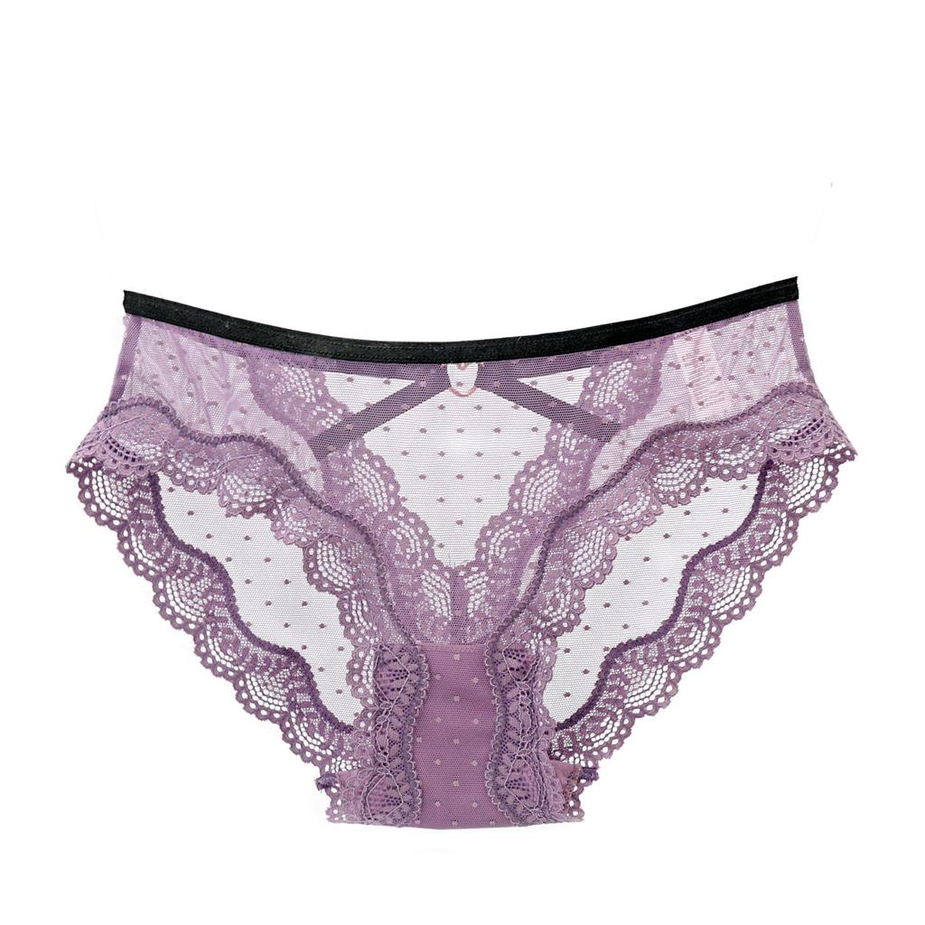Wildness Sexy Lace Tanga Panties for Women, Low Waist Hollow Out Cross-Back Breathable Underwear