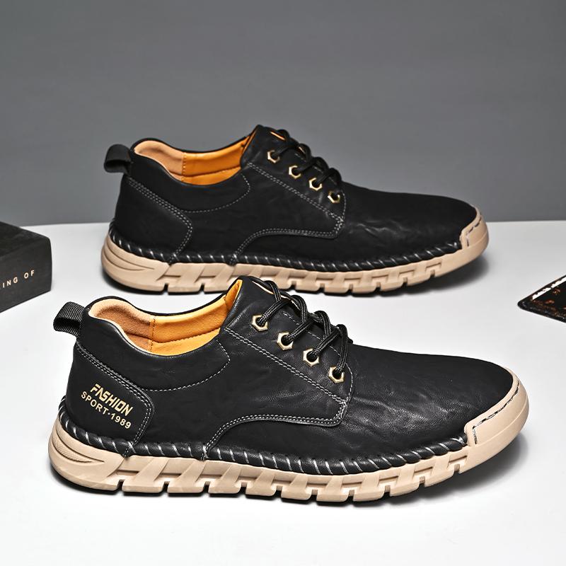 Men's Casual Shoes High Quality Breathable Retro Leather Outdoor Shoes Soft Comfy Wear-resistant Men Shoes Sneaker