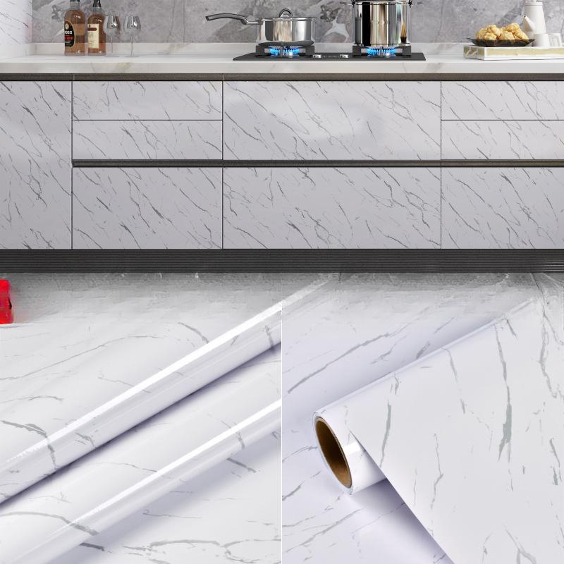Marble Kitchen Oil-Proof Film Stove Waterproof Moisture-Proof Self-Adhesive Wallpaper Countertop Cabinet Renovation Tile Sticker