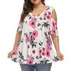 Women Fashion Floral Printing Short Sleeve T-Shirt Plus Size Round Neck Tops