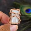 Tęczowy Kamień Księżycowy Ręcznie Robiony Miedziany Oplot Biżuteria Pierścionek Rozmiar 8.5 K6L61