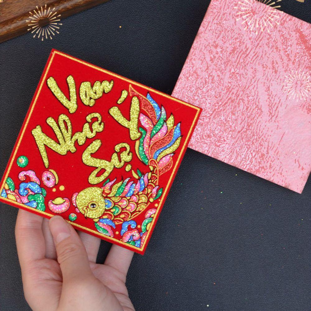 2pcs Vietnamese Spring Festival Couplet Glitter Wall Decal Spring Festival Window Sticker Wall