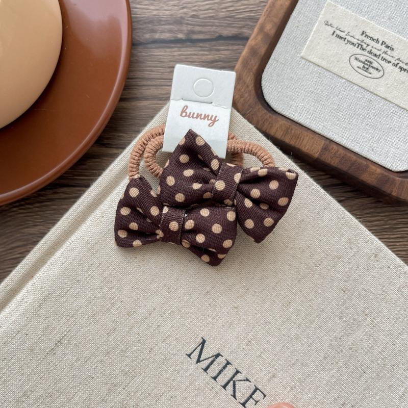 New Coffee-colored Sunflower Mushroom Children's Leather Band Bow with High Elasticity and No Damage To Hair Bands  Ponytail Hair Tie Headwear