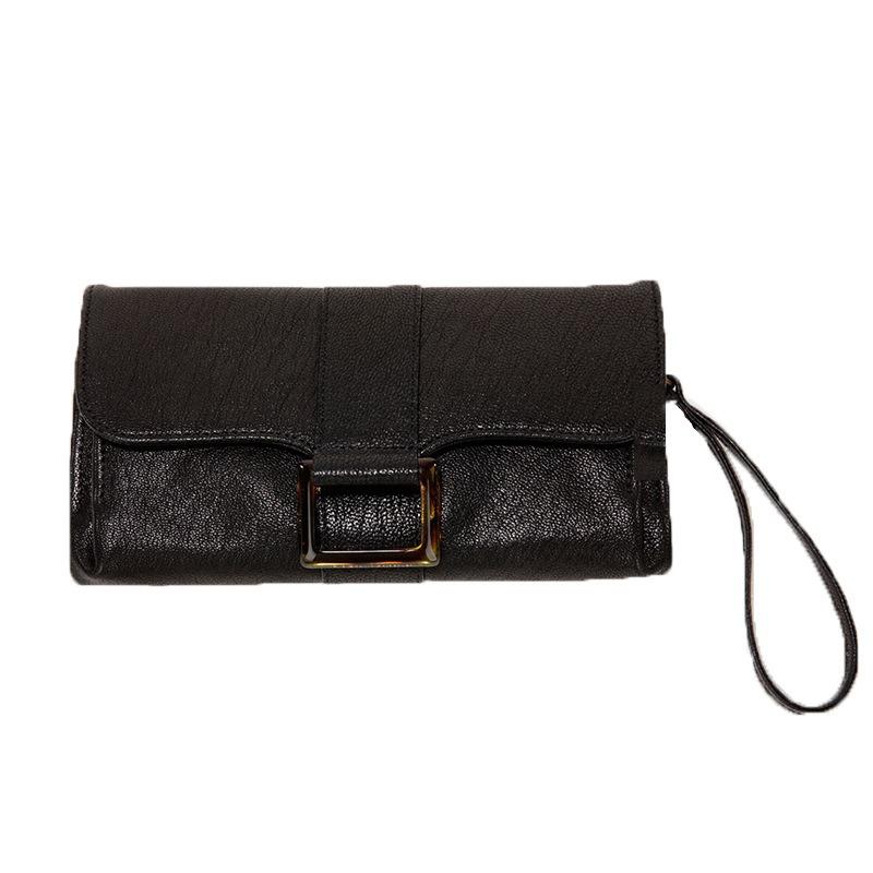 

Длинный кошелек унисекс, кошелек-клатч из коровьей кожи в стиле конверта OEM плюс 18M L x 2.8cm H x 8cm W чёрный