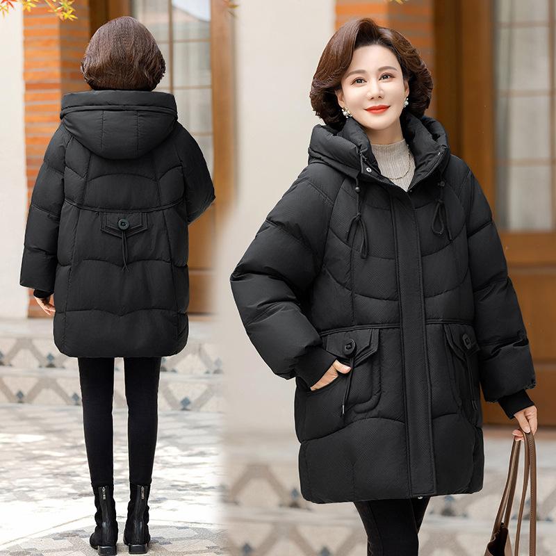 2025 new women's winter Korean cotton jacket, women's thickened mid-length cotton jacket, loose padded jacket
