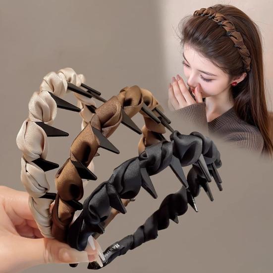 Retro High Skull Imitation Pearl Headband Anti-Slip Design Ribbon Decor Hair Hoop Retro Charm Hair Accessory