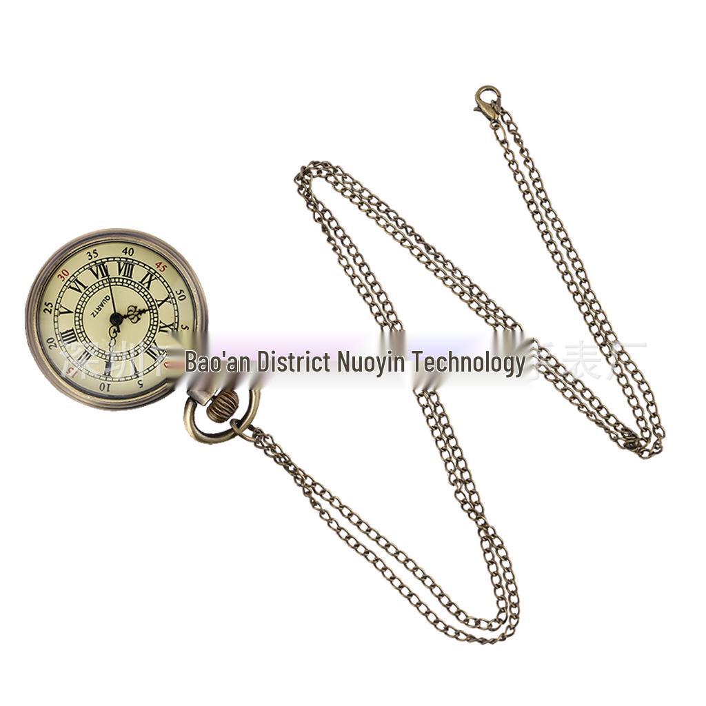 Medium Quartz Pocket Watch Necklace with Roman Numerals - Small Size Pendant Watch (Model 6014)