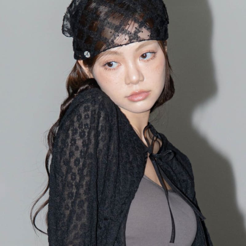 

Шарф из кружева дот черного цвета с задержкой выключения FREE