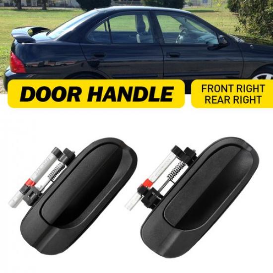 2PCS Right Black Front+Rear Door Handle Exterior Set Fit 2000-2006 Nissan Sentra