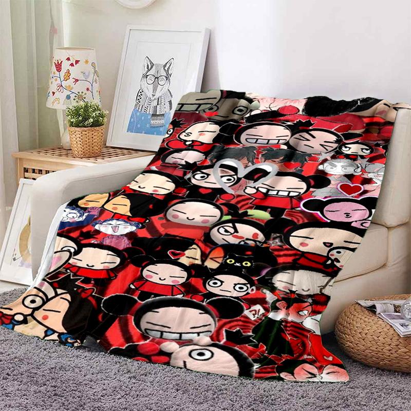 Chinese Doll P-Pucca Garu Blanket 3D Printed Cute Anime Cartoon Character Blanket Sofa Cover Blanket Air Conditioner Bed Sheet