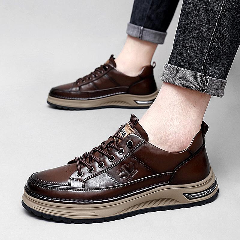 Fashionable Lace Up Comfortable Anti Slip Casual Shoes for Men Brand Classic Elegant Round Toe Outdoor Sports and Leisure Shoes