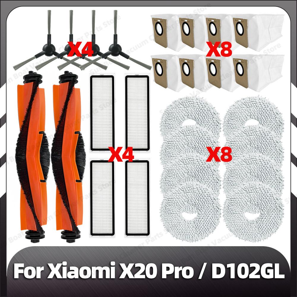 Kompatibilní pro Xiaomi X20 Pro Náhradní hlavní boční kartáč HEPA filtr Mopovací podložky Prachové sáčky Náhradní díly Příslušenství