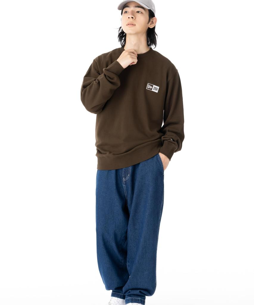 NEW ERA Sweatshirt Crew Neck Box Logo Embroidery Walnut XXL