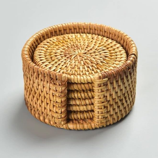 HAPPY SINGU RABO Stylish Atta Coasters [Authentic] for Tea Trays, Glasses, Coffee, and Alcohol, Waterproof, Non-Slip, Tea Pads, Insulating Pads,