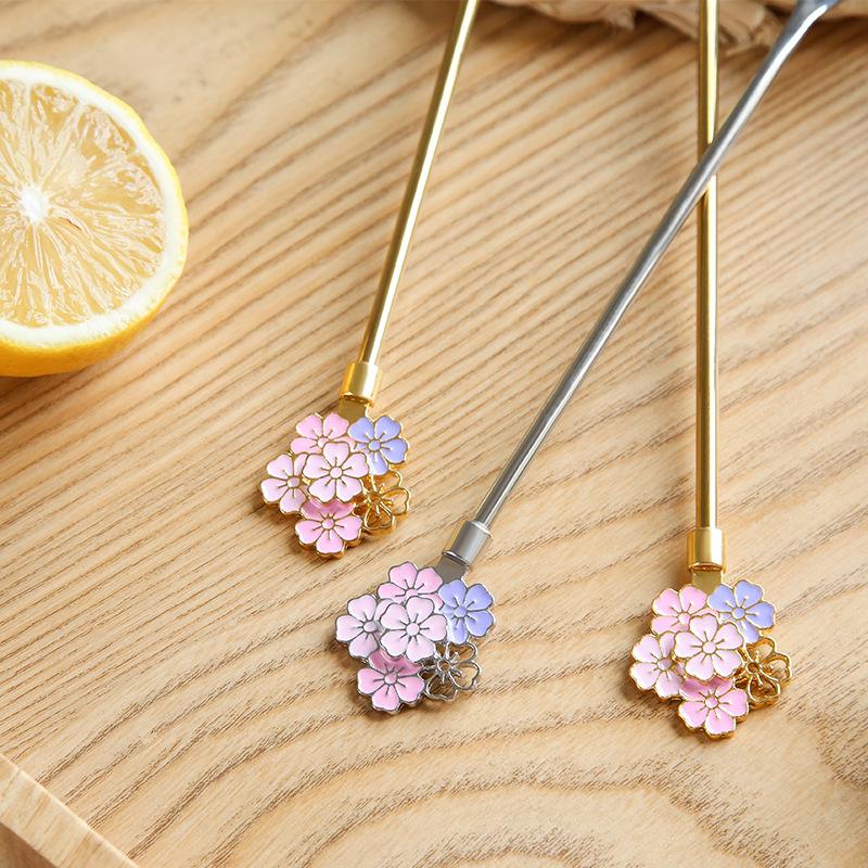 Sakura Long Handle Dessert Spoon for Tea, Coffee, and Ice Cream