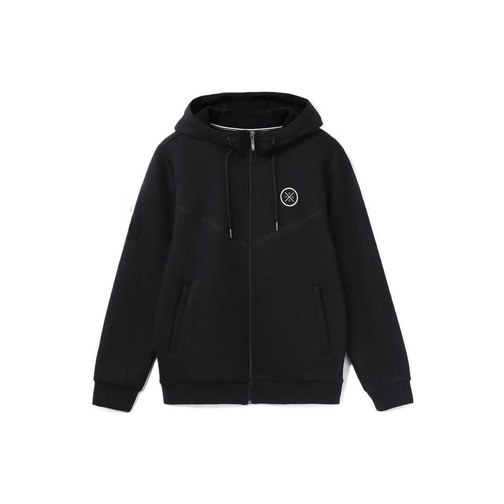 Li Ning Wade Collection Sweatshirts Men's Black Hooded Thickened Cardigan AWDR843-1
