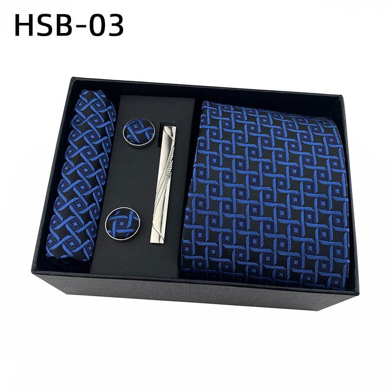 Men's Black Business Tie Gift Set: Striped & Plain Ties, Pocket Square, Tie Clip