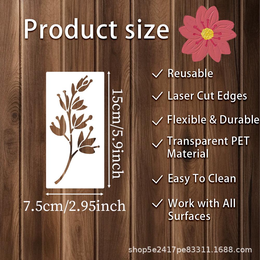 24 sztuki/zestaw, Szablon do malowania kwiatów, Materiał PET, Zmywalny, Szablon DIY do malowania ścian, Dekoracja domu, Płyta do malowania z wydrążonym wzorem malowana natryskowo