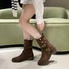 Britský styl dva způsoby nošení skládací westernové kovbojské boty vysoký podpatek střední boty podzim a zima silný podpatek martensky dámské platformové krátké boty