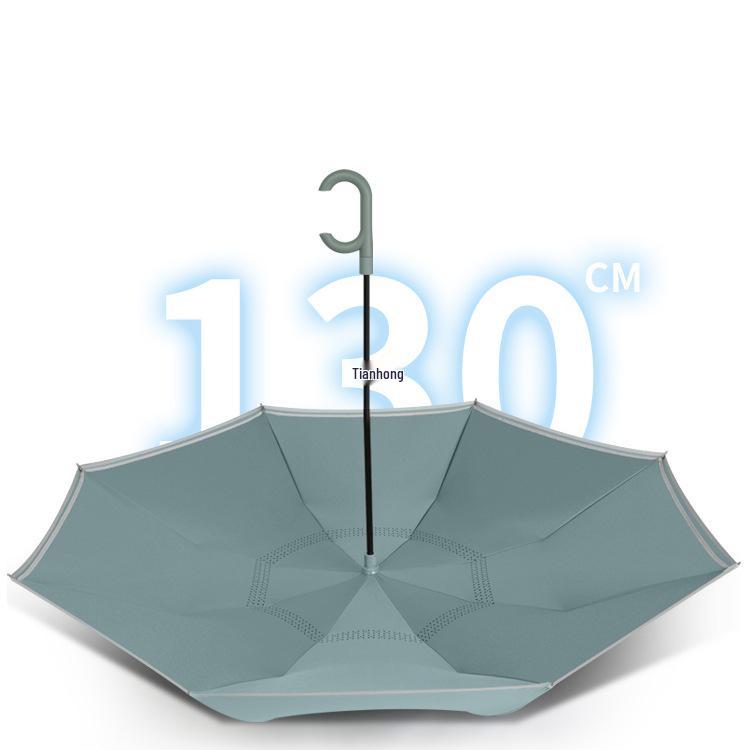 Extra-Large Windproof Reverse Umbrella: Long Handle, Dual-use for Sun and Rain, Ideal for Car Carry and Two People Use