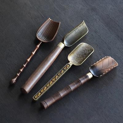 Exquisite Alloy Tea Spoon Ebony Handle Tea Spatula Spoon Small Shovel Metal Teaset Tea Ceremony Accessories