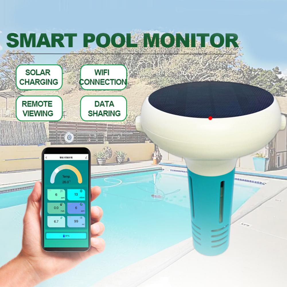 Tuya ZigBee WiFi Chlorin Meter PH/ORP/EC/TDS/Salinity/Temp/CL Tester Solar Powered Spa Tank Swimming Pool Water Quality Monitor