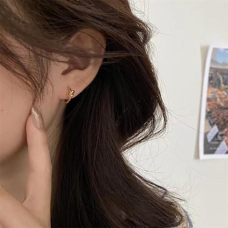PONYKISS 925 Silver Knot Hoop Earrings for Women Minimalist Vintage Jewelry Geometric Party Accessories