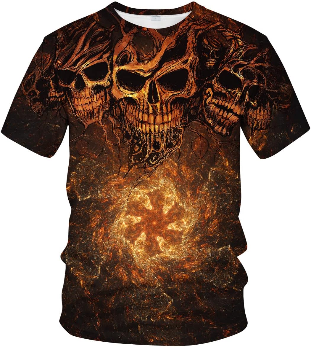 

Мужская футболка с коротким рукавом и принтом черепа. Новинка. Графическая футболка. Быстро сохнет и охлаждается. 5XL оранжевый