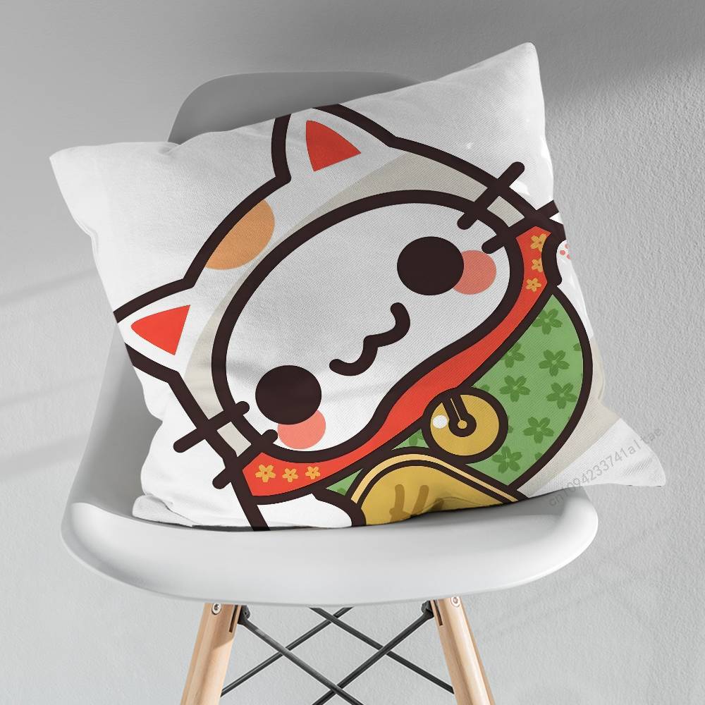 Cartoon Glückskatze Japanisch Verschiedene Größen Quadratische Kissenhülle Für Auto Haus Schlafzimmer Dekor Geburtstag Geschenk