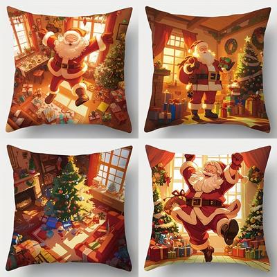 Christmas Santa Claus Throw Pillow: Festive Designs for a Cheerful Holiday Sofa Room Cushion Cover Home Decoration New Year Gift