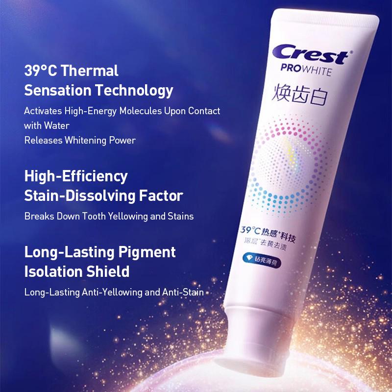 Crest Pro White Thermal Whitening Toothpaste 120g*2 Diamond Mint Whitening Scrub +Cloud White Whitening Foam
