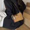Rhombus retro design 2025 new texture casual large-capacity handbag suede premium oblique span bag