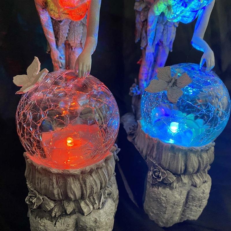 Angel Garden Figurine Outdoor Garden Statue Fairy Garden Figurine with LED Solar Light for Garden Lawn Yard Decoration