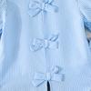 Girls' Clothing Blue and White Striped Two-Piece Shirt Set Girls' Striped Shirt + Wide-Leg Pants