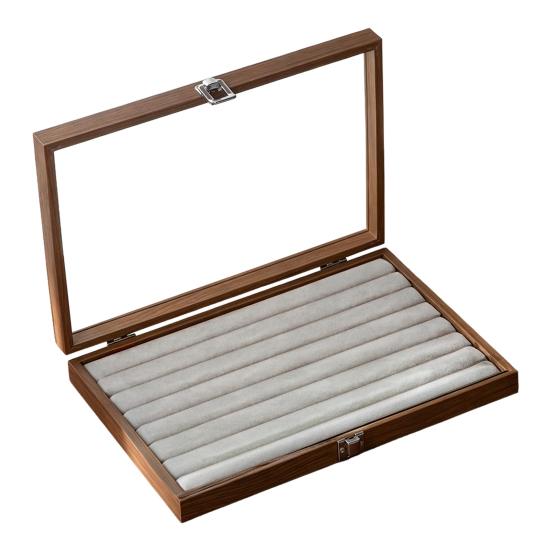 Ring-Aufbewahrungsbox, Langlebiges Holz mit unterteiltem Design, Weiches Samt-Innenfutter, Mehrgitter-Schmuckorganizer, für Ringe Armbänder Ohrringe