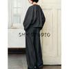 Denim Fluffy Pilot Jacket 5216260 Loose Wide Leg Denim Denim Mid Waist Pleated Pants 9632257