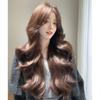 New Style Long Curly Caramel Brown Wig for Women - Middle Part, Natural Face Slimming Daily Wear