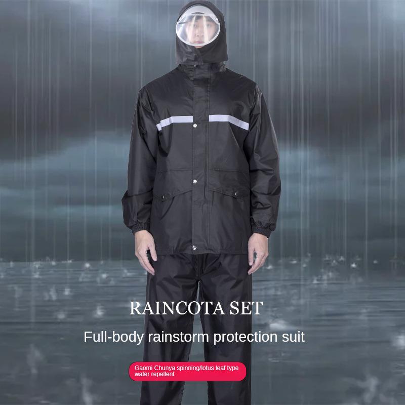 Full Body Raincoat And Rainpants Suit for Electric Bicycle & Motorcycle Reflective Split Design for Takeaway Riding Storm Protec