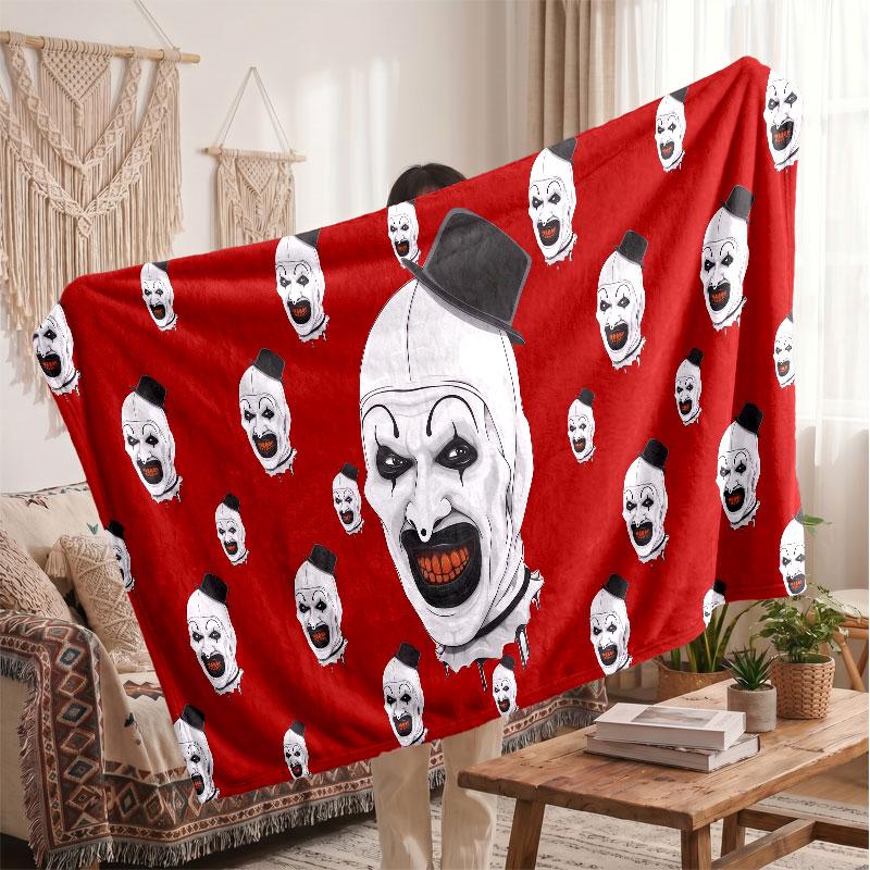 Warm Flannel BlanketTerrifier Art the Clown Soft Cozy Throw Blanket for Bedroom Couch