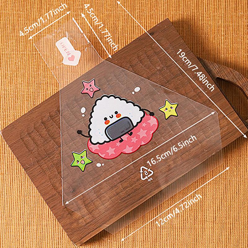 50Pcs Cartoon For Triangle Rice Ball Packaging Bag Nori Onigiri Sushi Bag With 2 Onigiri Mold And 50 Stickers Sushi Making Mold